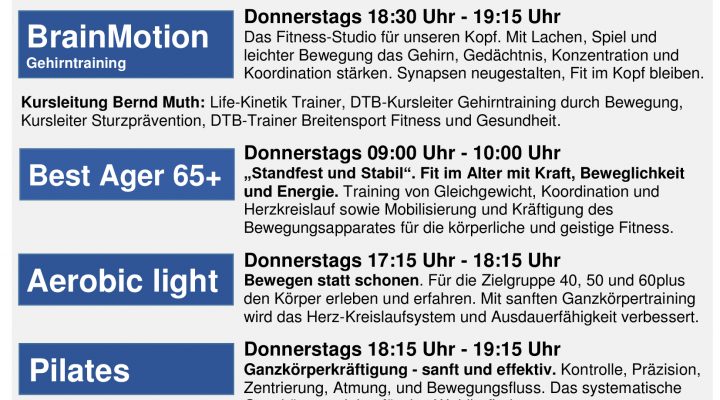 Neue Kursprogramme ab April 2019
